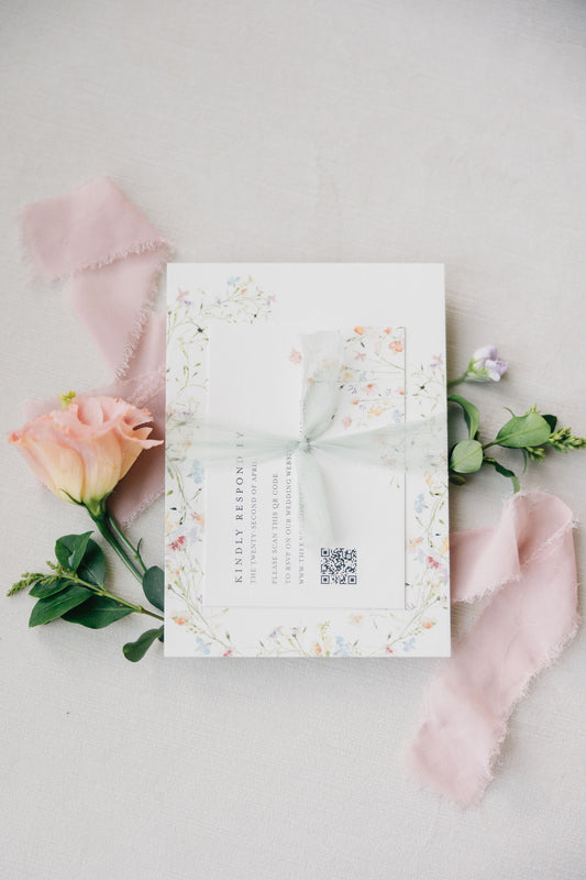 Hand-Dyed Silk Ribbon with Frayed Edge